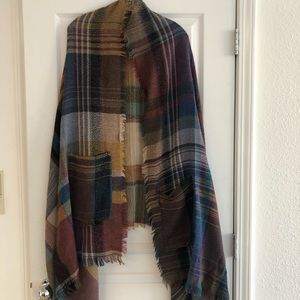 Plaid Cape with Arm Holes + Pockets